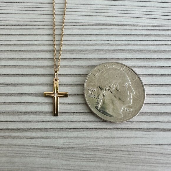 Vintage Babygold 14K Gold Cross Necklace - Picture 2 of 8
